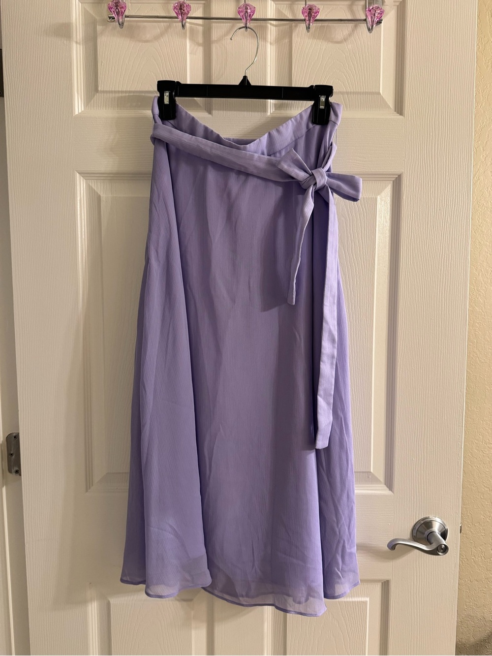 Ann Taylor Lilac Tie-Waist Midi Skirt